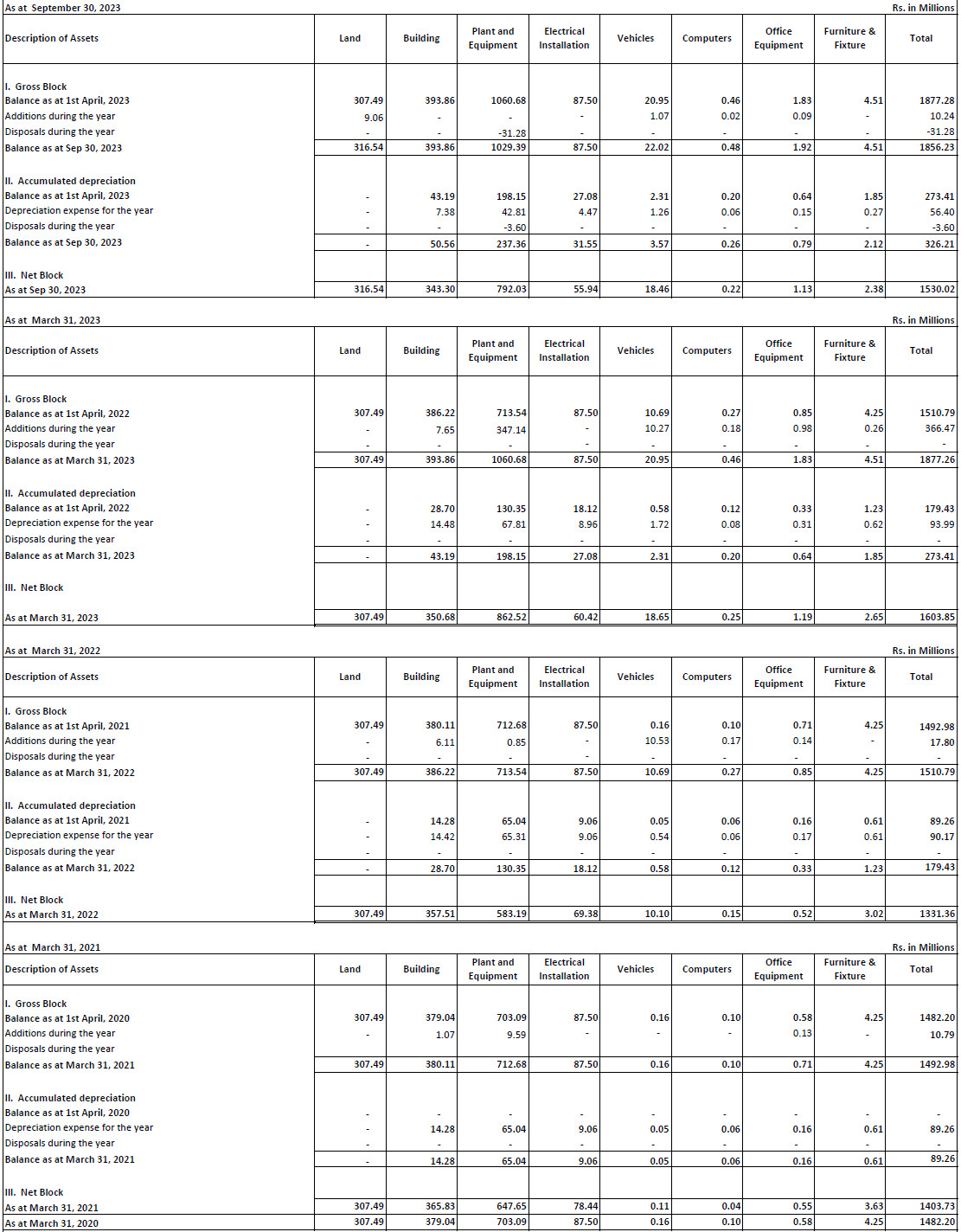 Property, plant and equipment of Sanstar IPO